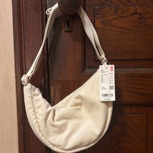 Uniqlo Round Mini Shoulder Bag - Off White Corduroy (NWT)